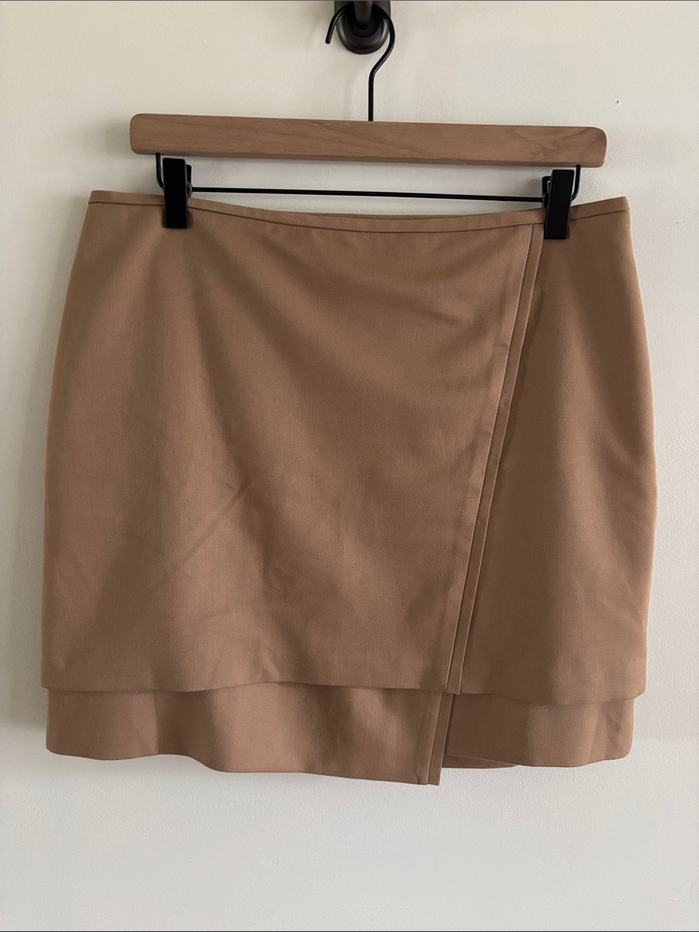 WHBM •  Tan Layered faux Wrap Mini Skirt